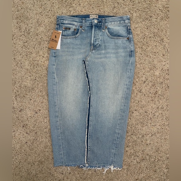 NWT Polo Ralph Lauren Distressed Denim Midi Skirt - Picture 4 of 8